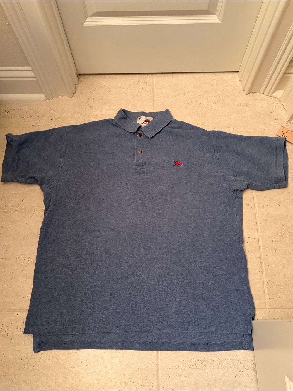 Perlis New Orleans Classic Men’s Polo Shirt in Slate Blue large Peruvian cotton